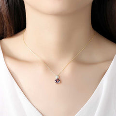 Women's Silver Plated Double Circle Necklace With 18-Inch Chain