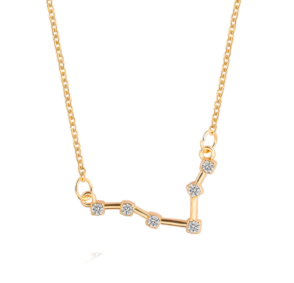 Women's Gold Plated Zodiac Pisces Constellation Pendant Necklace