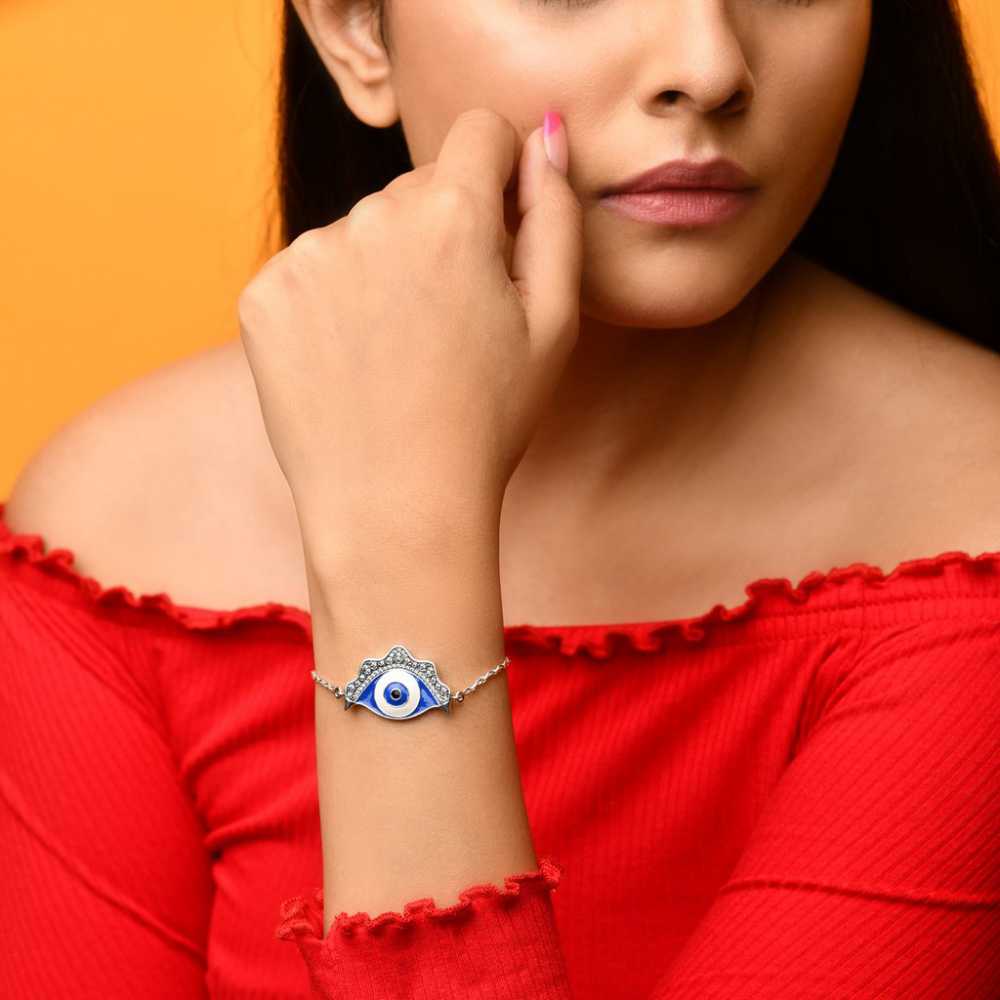 Women's silver plated Evil Eye Bracelet With Zirconia
