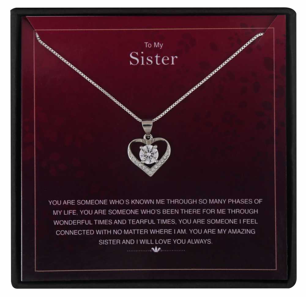 Lovely Sister Personalised Gift With Silver Plated Pendant Necklace