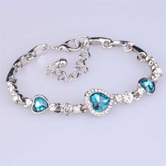 Women's Heart Crystal And Zirconia Bracelet With Lobster Clasp