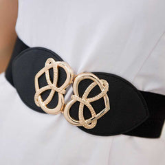Heart Buckle Elastic Waist Belt  Flexible Fit Versatile Accessory for Women