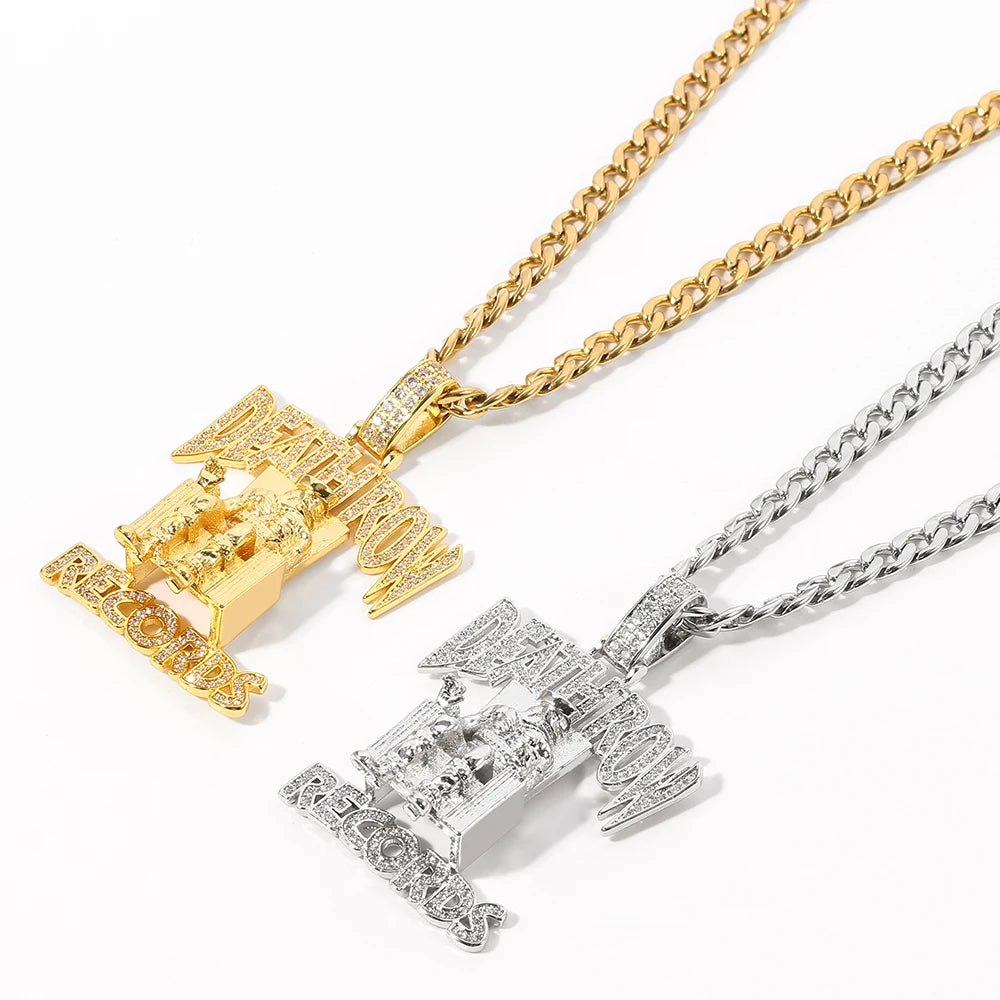 Cuban Necklace Hip Hop Records Men Link Chain Pendant