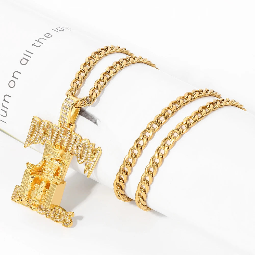 Cuban Necklace Hip Hop Records Men Link Chain Pendant