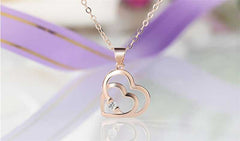 Women's Interlocked Double Heart Silver Plated Necklace
