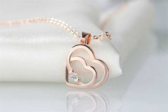 Women's Interlocked Double Heart Silver Plated Necklace