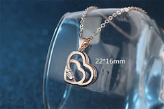 Women's Interlocked Double Heart Silver Plated Necklace