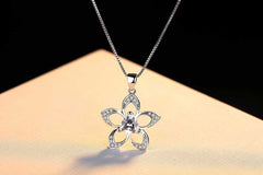 Women's Silver Plated Trillion Cut Crystal Flower Necklace