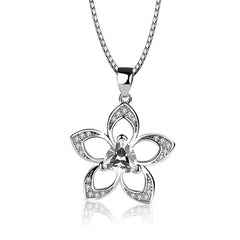 Women's Silver Plated Trillion Cut Crystal Flower Necklace
