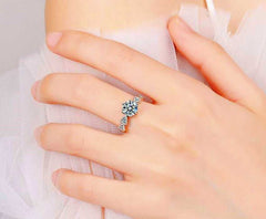 Women's Round Zirconia Adjustable Silver Plated Open Ring
