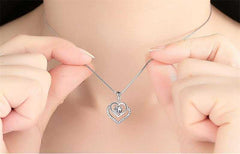 Women's Double Heart Zirconia Silver Plated Necklace