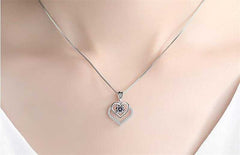 Women's Double Heart Zirconia Silver Plated Necklace