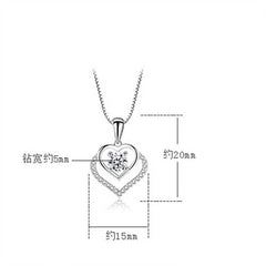 Women's Double Heart Zirconia Silver Plated Necklace