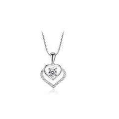 Women's Double Heart Zirconia Silver Plated Necklace