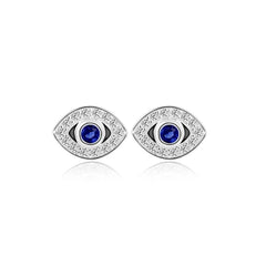 Women's Silver Plated Evil Eye Stud Earrings With Cubic Zirconia