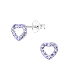 Kid's Sterling Silver Heart Earrings With Push Back Closure