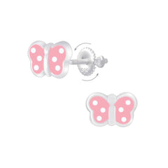Kid's Sterling Silver Butterfly Screw Back Earrings