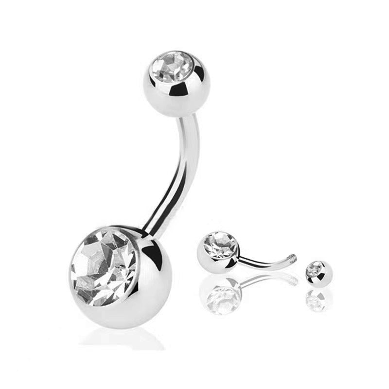 Women's Silver Plated Belly Button Ring With Cubic Zirconia