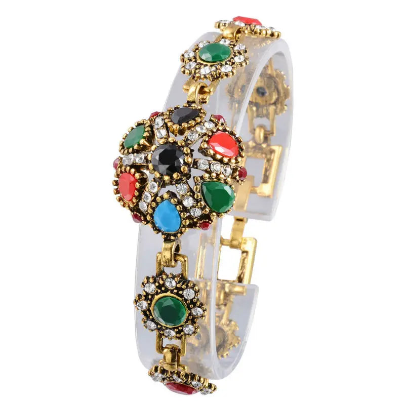 Vintage Tibet Alloy Colorful Resin Bracelet for Women