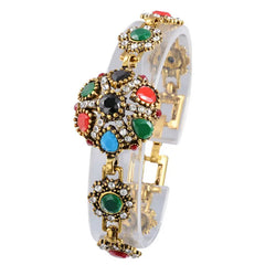Vintage Tibet Alloy Colorful Resin Bracelet for Women
