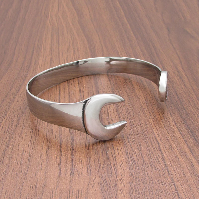 Punk Stainless Steel Mechanical Wrench Bangle for Men