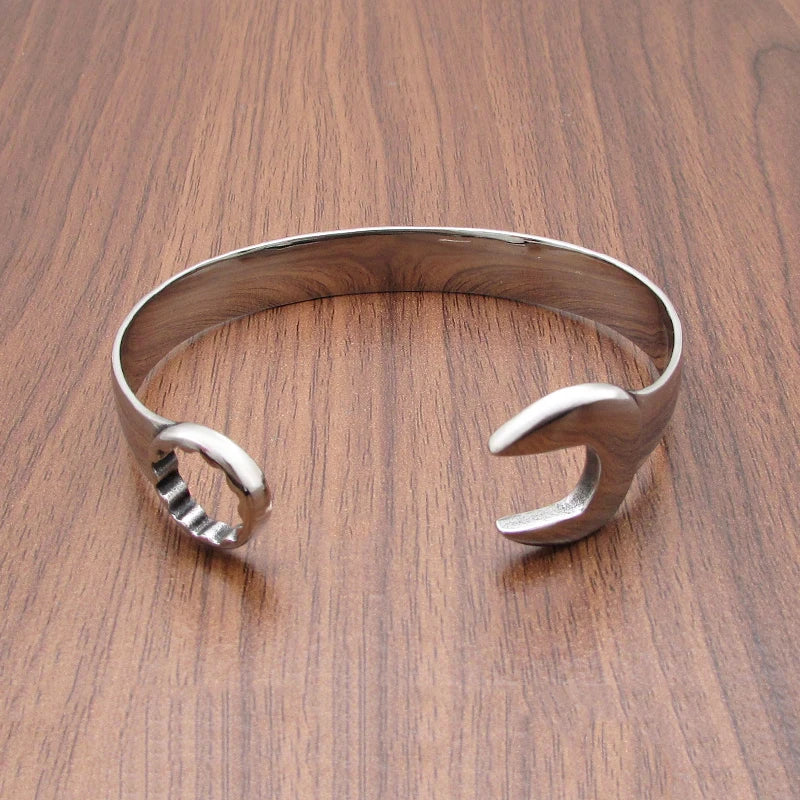 Punk Stainless Steel Mechanical Wrench Bangle for Men
