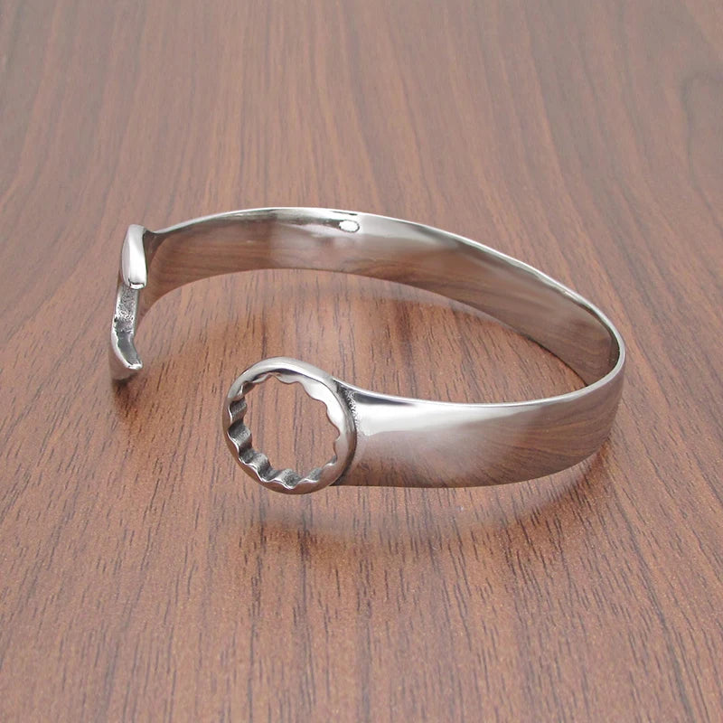Punk Stainless Steel Mechanical Wrench Bangle for Men