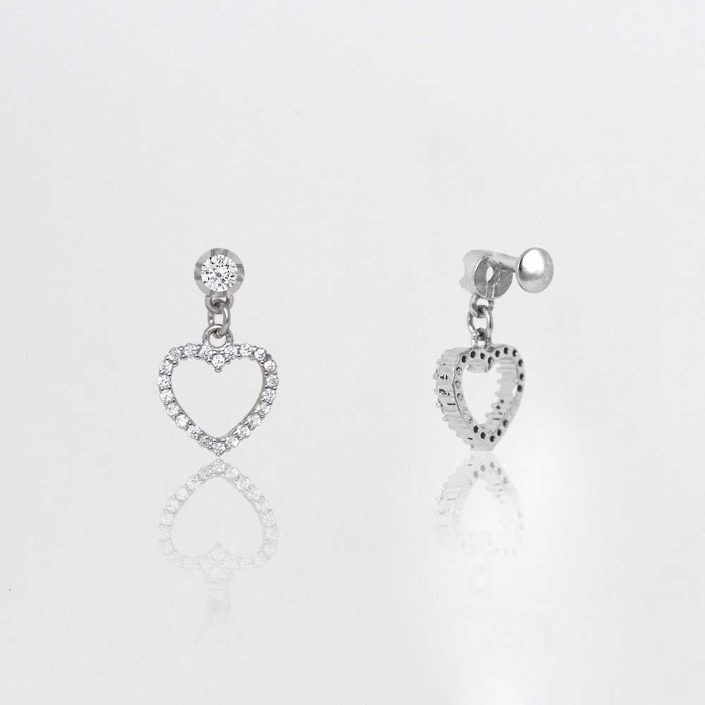 Women's Silver Plated Heart Drop Earring With Zirconia