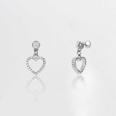 Women's Silver Plated Heart Drop Earring With Zirconia