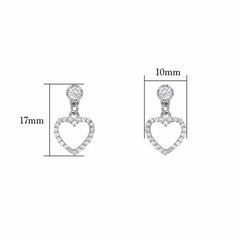Women's Silver Plated Heart Drop Earring With Zirconia