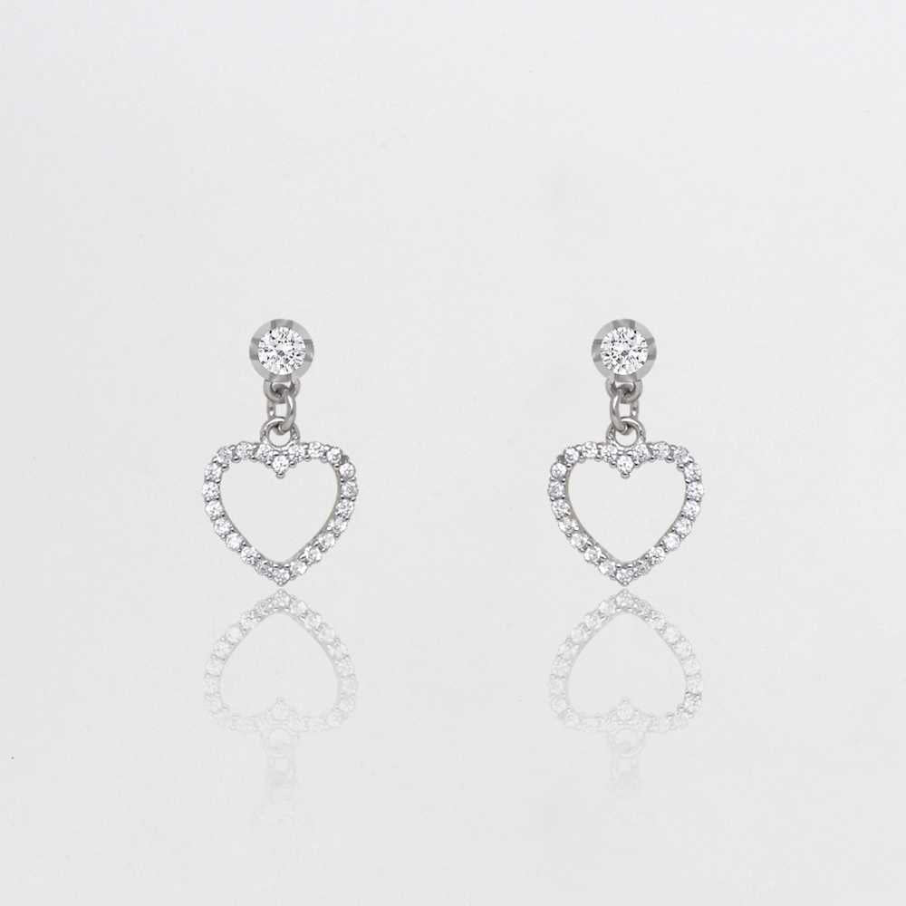 Women's Silver Plated Heart Drop Earring With Zirconia