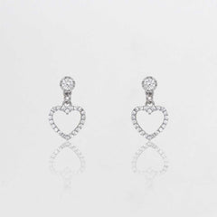 Women's Silver Plated Heart Drop Earring With Zirconia