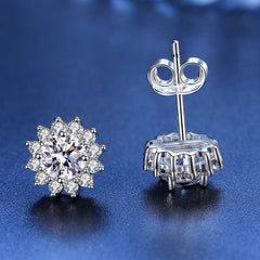 Solitaire Cluster Silver Plated Stud Earring For Women