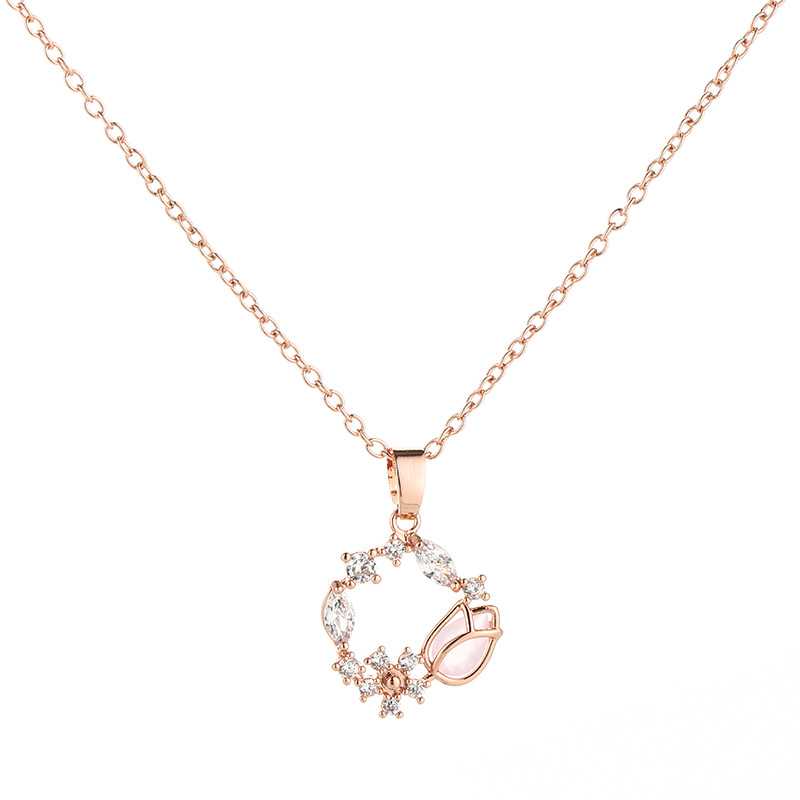 Women's Rose Gold Wreath Pendant Necklace With Lobster Claw Clasp