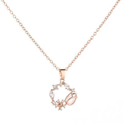 Women's Rose Gold Wreath Pendant Necklace With Lobster Claw Clasp
