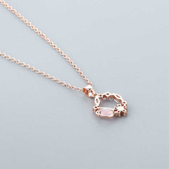 Women's Rose Gold Wreath Pendant Necklace With Lobster Claw Clasp