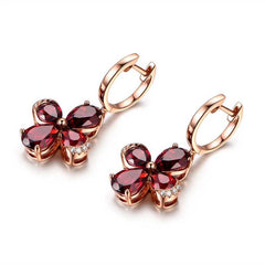 Women's Silver Plated Huggie Hoop Clover Drop Earrings