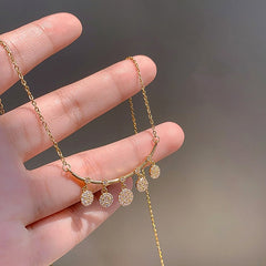 Women's Cubic Zirconia Curved Bar Necklace With Circle Drops
