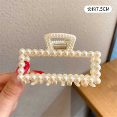2pcs Large Faux Pearl Hair Claw Clips Elegant Hair Accessories