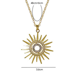 Women's Gold Plated Sun Ray Pendant Necklace With Chain