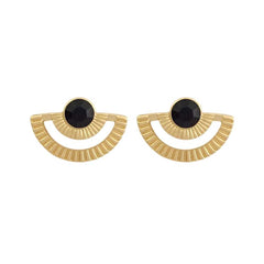 Women's Bohemian Pushback Metal Stud Earrings With Stone