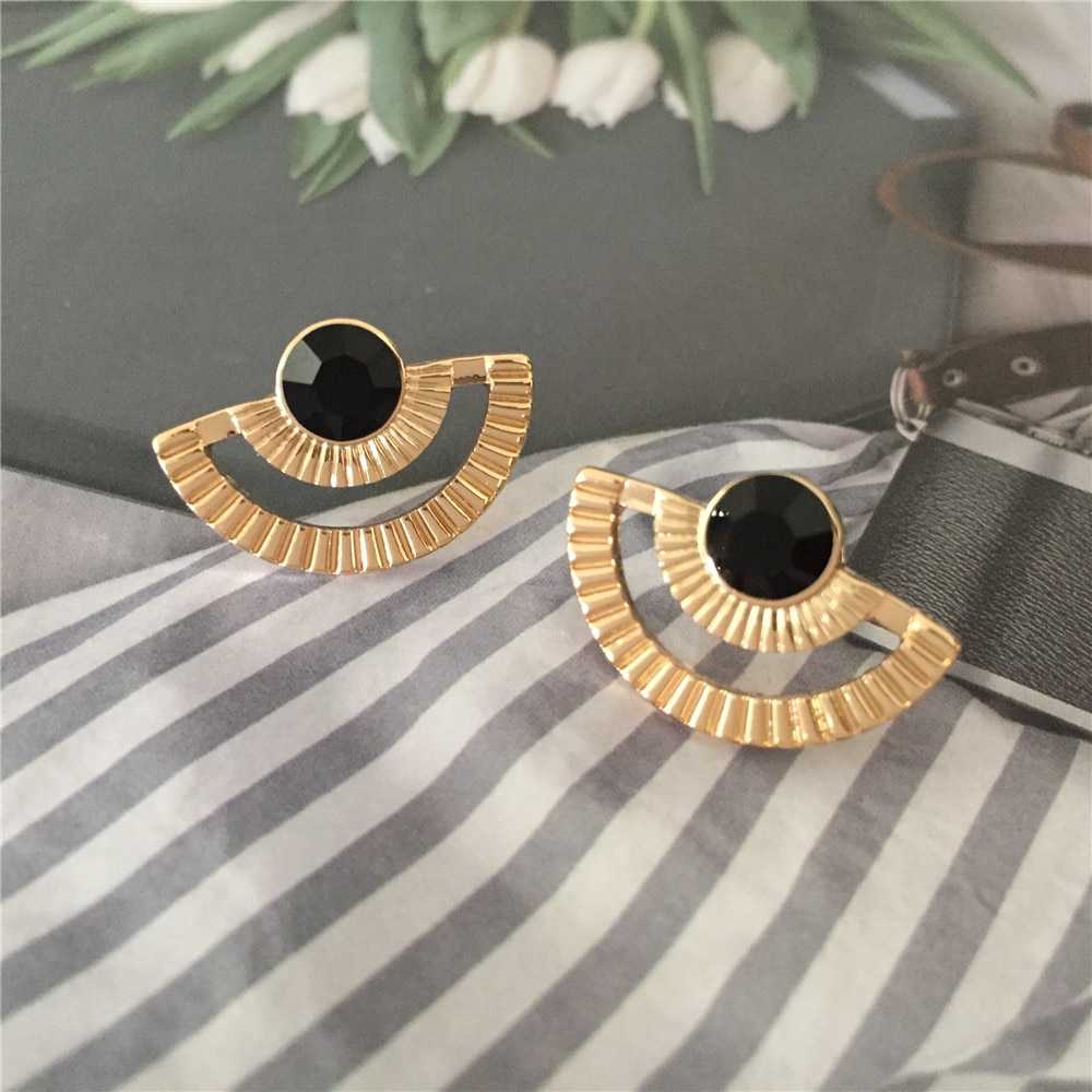 Women's Bohemian Pushback Metal Stud Earrings With Stone