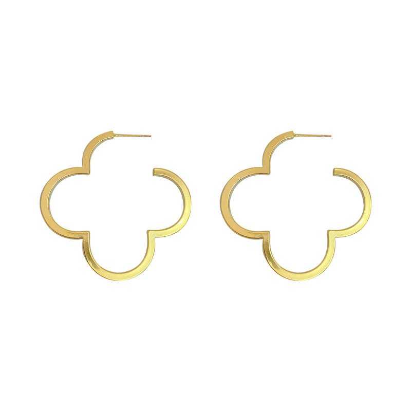 Women's Bohemian Style Stainless Steel Clover Hoop Earrings