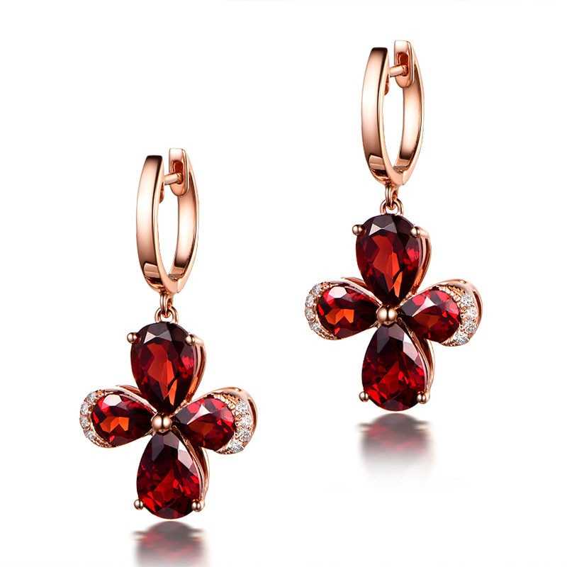 Women's Silver Plated Huggie Hoop Clover Drop Earrings