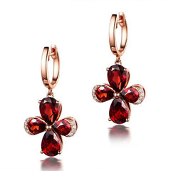 Women's Silver Plated Huggie Hoop Clover Drop Earrings