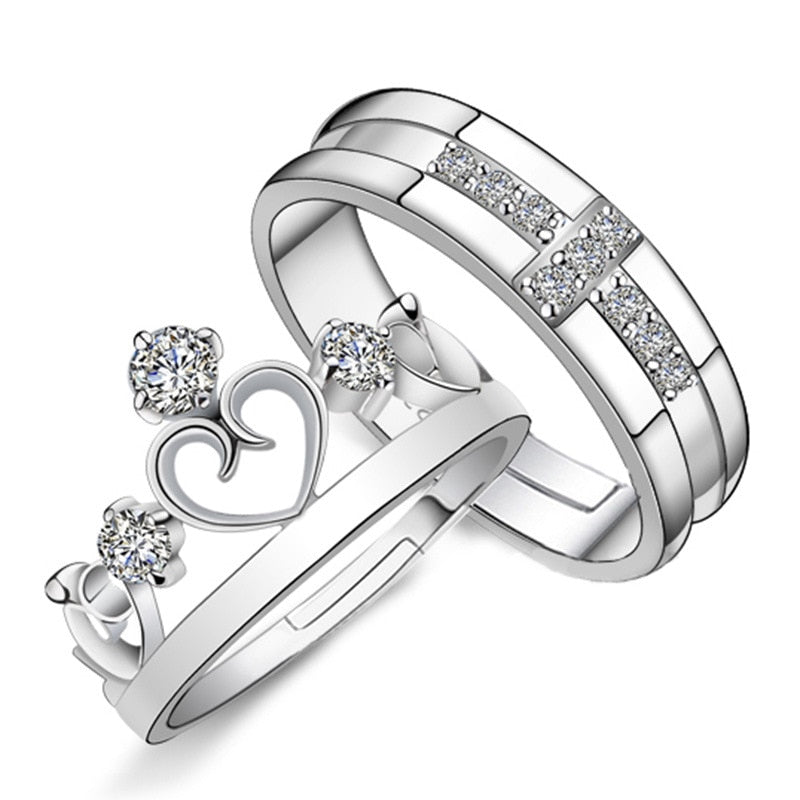 Women's Adjustable Couple Rings With Cubic Zirconia Stones