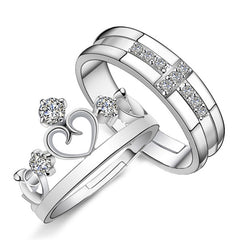 Women's Adjustable Couple Rings With Cubic Zirconia Stones