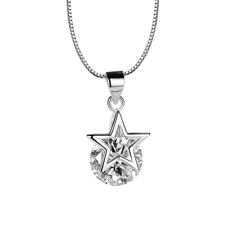 Women's Silver Plated Star Pendant Embedded With Cubic Zirconia