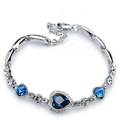 Women's Heart Crystal And Zirconia Bracelet With Lobster Clasp
