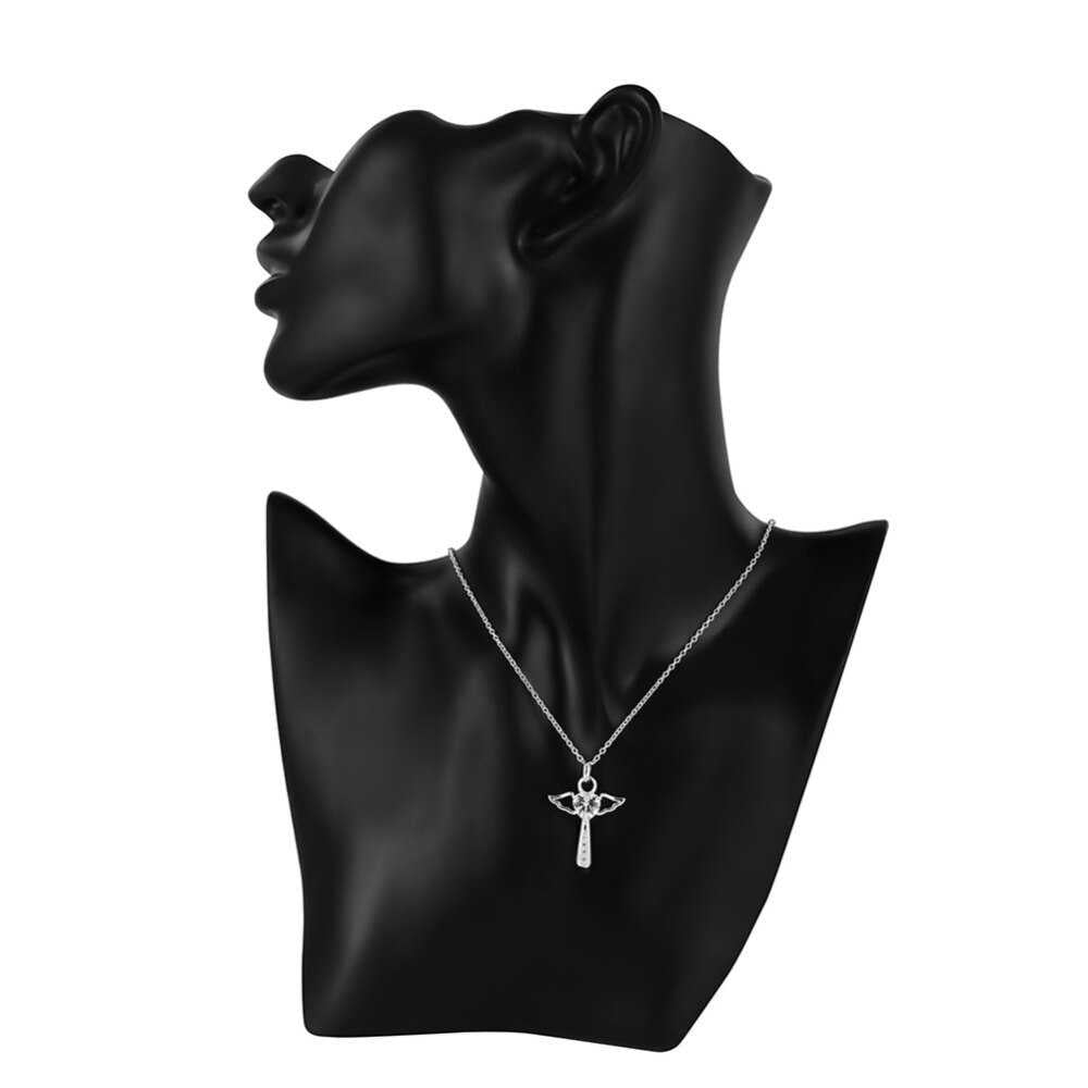 Women's Silver Plated Zircon Cross Pendant With 18 Inch Chain
